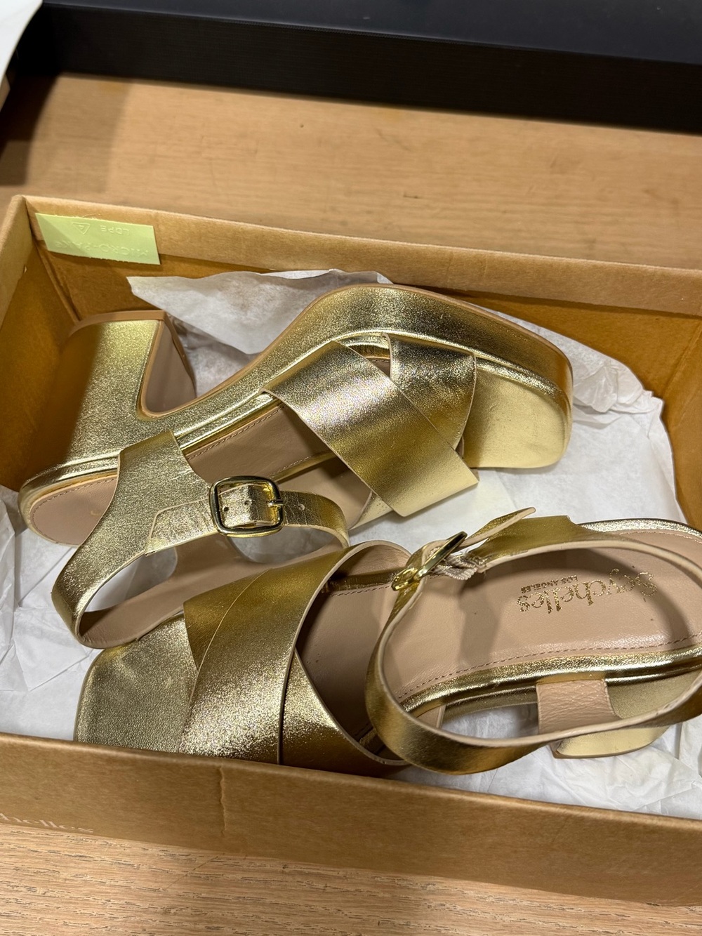 Seychelles Gold Sandals with Cross-Strap Design NWB - Picture 2 of 4